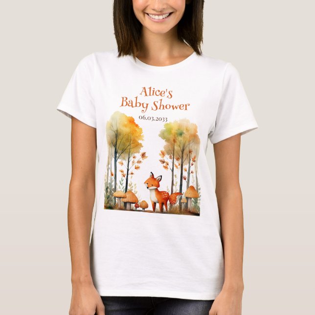 Watercolor Woodland Fox Mommy-to-be  T-Shirt (Front)