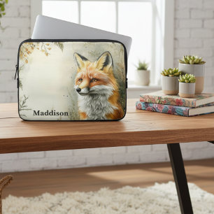 Watercolor Woodland Fox Nature Laptop Sleeve