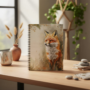Watercolor Woodland Fox Nature  Notebook