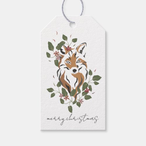 Watercolor Woodland Fox Pine Boughs Christmas Gif Gift Tags