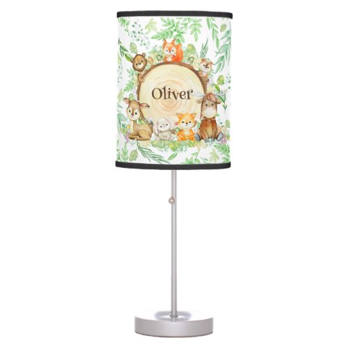 Watercolor Woodland Friends Table Lamp