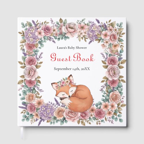 Watercolor Woodland Garden | Girl's Baby Shower Guest Book