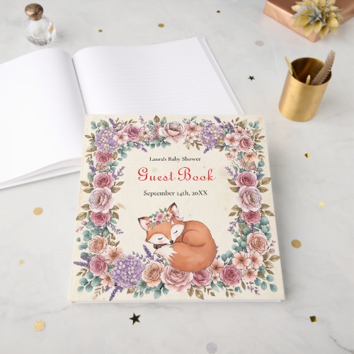 Watercolor Woodland Garden | Girl's Baby Shower Guest Book