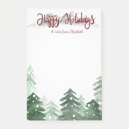 Watercolor WoodlandHappy Holidays Post_it Notes