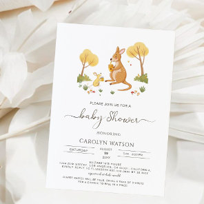 Watercolor Woodland Honey Kangaroo Baby Shower  Invitation