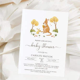 Watercolor Woodland Honey Kangaroo Baby Shower Invitation