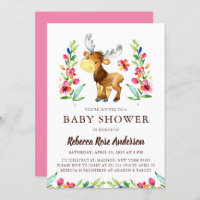 Watercolor Woodland Moose Baby Shower