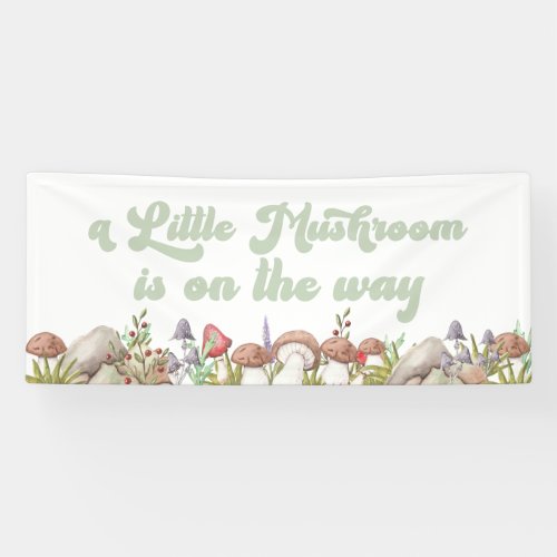 Watercolor Woodland Mushroom Baby Shower Banner