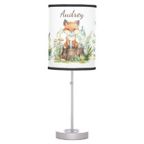 Watercolor Woodland Nursery Lamp Custom Name