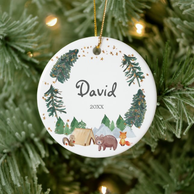 Watercolor Woodland ornament Boy (Tree)