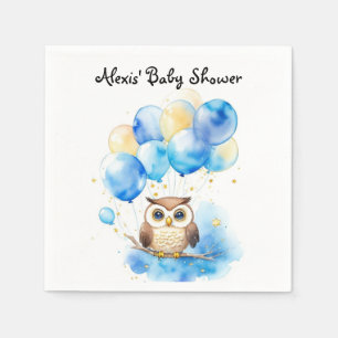 Watercolor Woodland Owl Baby Shower Napkins