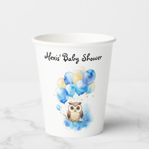 Watercolor Woodland Owl Baby Shower Paper Cups