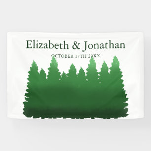 Watercolor Woodland Pines Wedding Banner