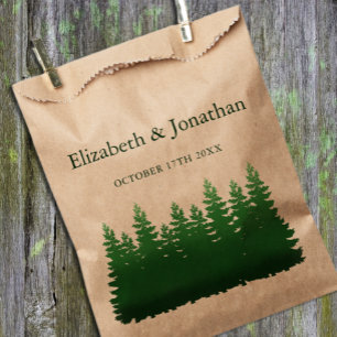 Watercolor Woodland Pines Wedding Favor Bag