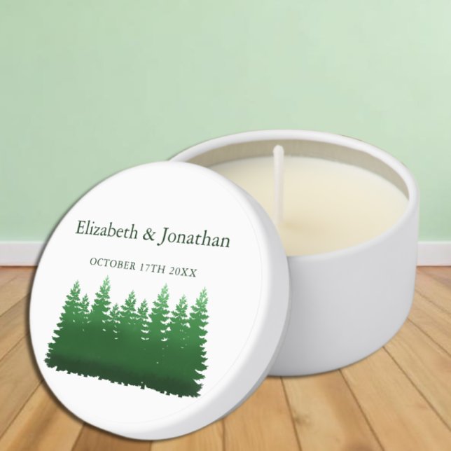 Watercolor Woodland Pines Wedding Napkins Mini Candle Favors (Creator Uploaded)