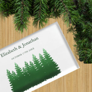 Watercolor Woodland Pines Wedding Place Card Holder