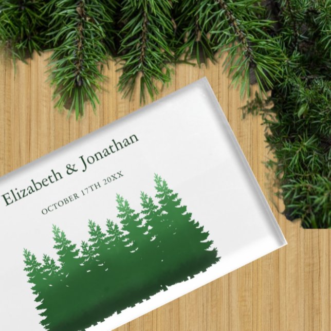Watercolor Woodland Pines Wedding Place Card Holder (Creator Uploaded)