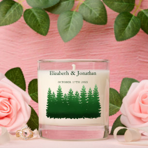 Watercolor Woodland Pines Wedding Scented Candle