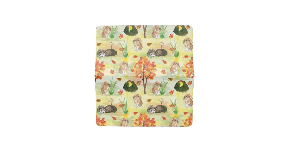 Watercolor Woodland Rabbit ,Hedgehog Checkbook Cover Zazzle