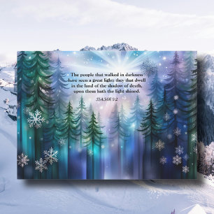 Watercolor Woodland Scripture Christian Christmas Holiday Card