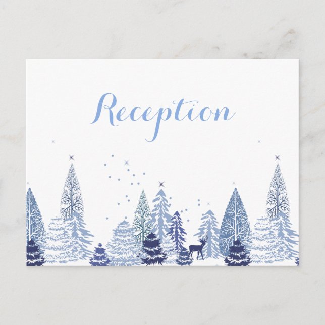 Watercolor Woodland Snowflakes Winter Wedding Invitation Postcard (Front)