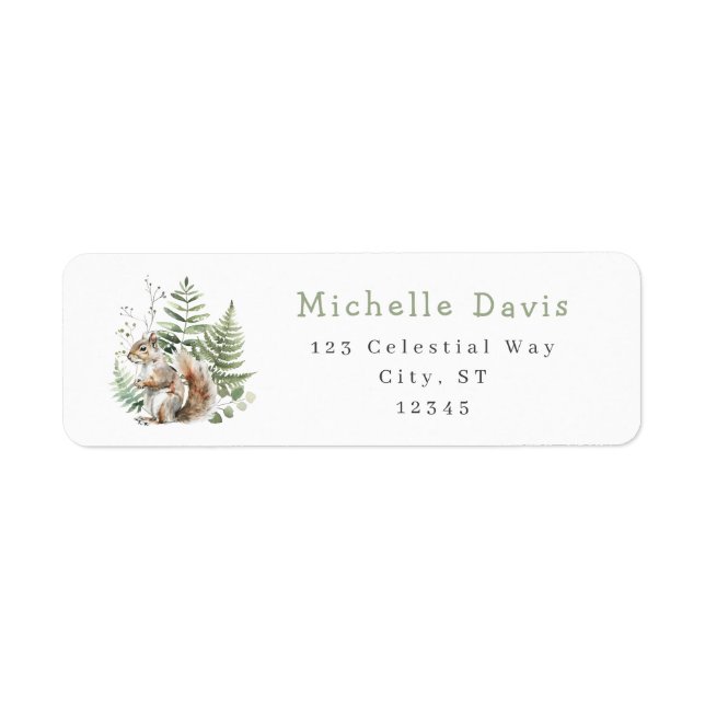 Watercolor Woodland Squirrel Address Label (Front)