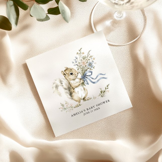 Watercolor Woodland Squirrel Baby Shower Napkins (Creator Uploaded)