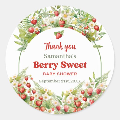 Watercolor Woodland Strawberry Berry Sweet  Classic Round Sticker
