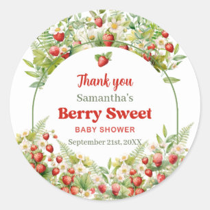 Watercolor Woodland Strawberry Berry Sweet Classic Round Sticker