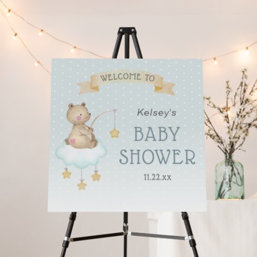 Watercolor Woodland Teddy Bear Baby Shower Welcome Foam Board