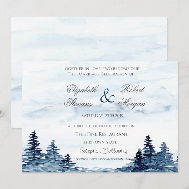 Watercolor Woodland Wedding Invitation (Front/Back)