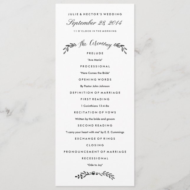 Watercolor Woodland Wedding Program - Updated (Front)
