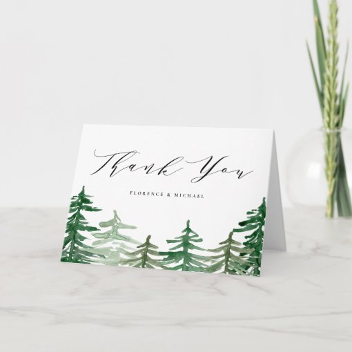 Watercolor Woodland Wedding Thank You Card | Zazzle