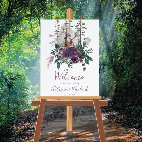 Watercolor Woodland Wedding Welcome Sign