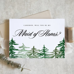 Watercolor Woodland Will You Be My Maid of Honor