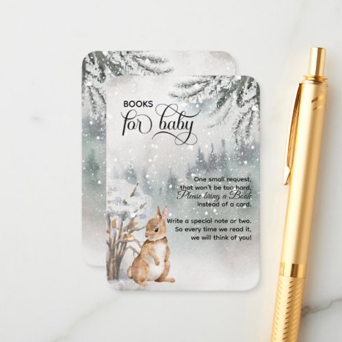Watercolor woodland winter Baby Shower book reques Enclosure Card