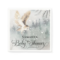 Watercolor woodland winter Baby Shower Napkins