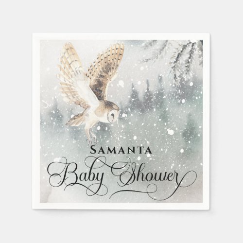 Watercolor woodland winter Baby Shower Napkins