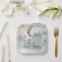 Watercolor woodland winter Baby Shower  Paper Plates