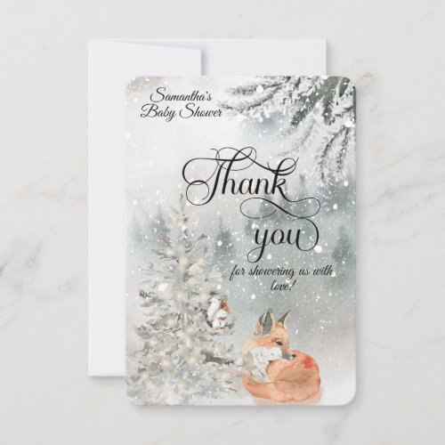 Watercolor woodland winter Baby Shower Thank You