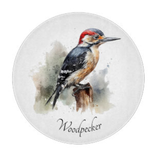 Watercolor Woodland Woodpecker, custom Cutting Board