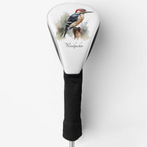Watercolor Woodland Woodpecker, custom Golf Head Cover