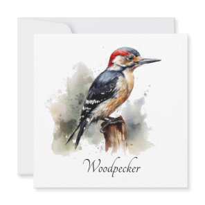 Watercolor Woodland Woodpecker, custom Invitation