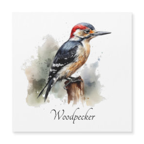 Watercolor Woodland Woodpecker, custom Magnetic Invitation