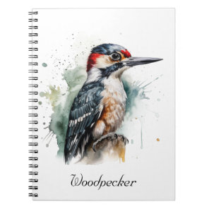 Watercolor Woodland Woodpecker, custom Notebook