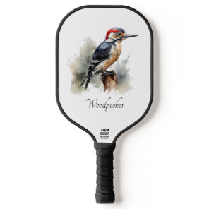 Watercolor Woodland Woodpecker, custom Pickleball Paddle