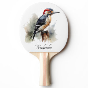 Watercolor Woodland Woodpecker, custom Ping Pong Paddle