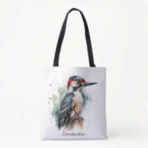 Watercolor Woodland Woodpecker, custom Tote Bag