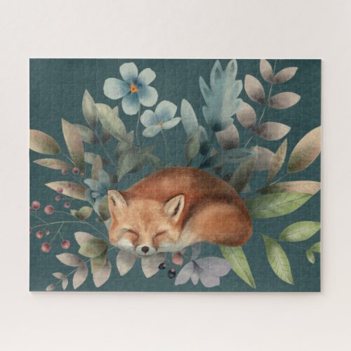 Watercolor woodlands fox jigsaw puzzle