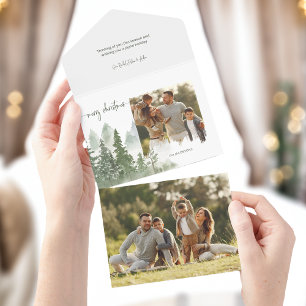 Watercolor Woods Christmas Calligraphy Photo All In One Invitation